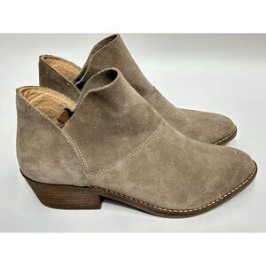 Lucky Brand Fahmida Ankle Boots Booties Brown Suede Women’s 7.5 Tan Casual
